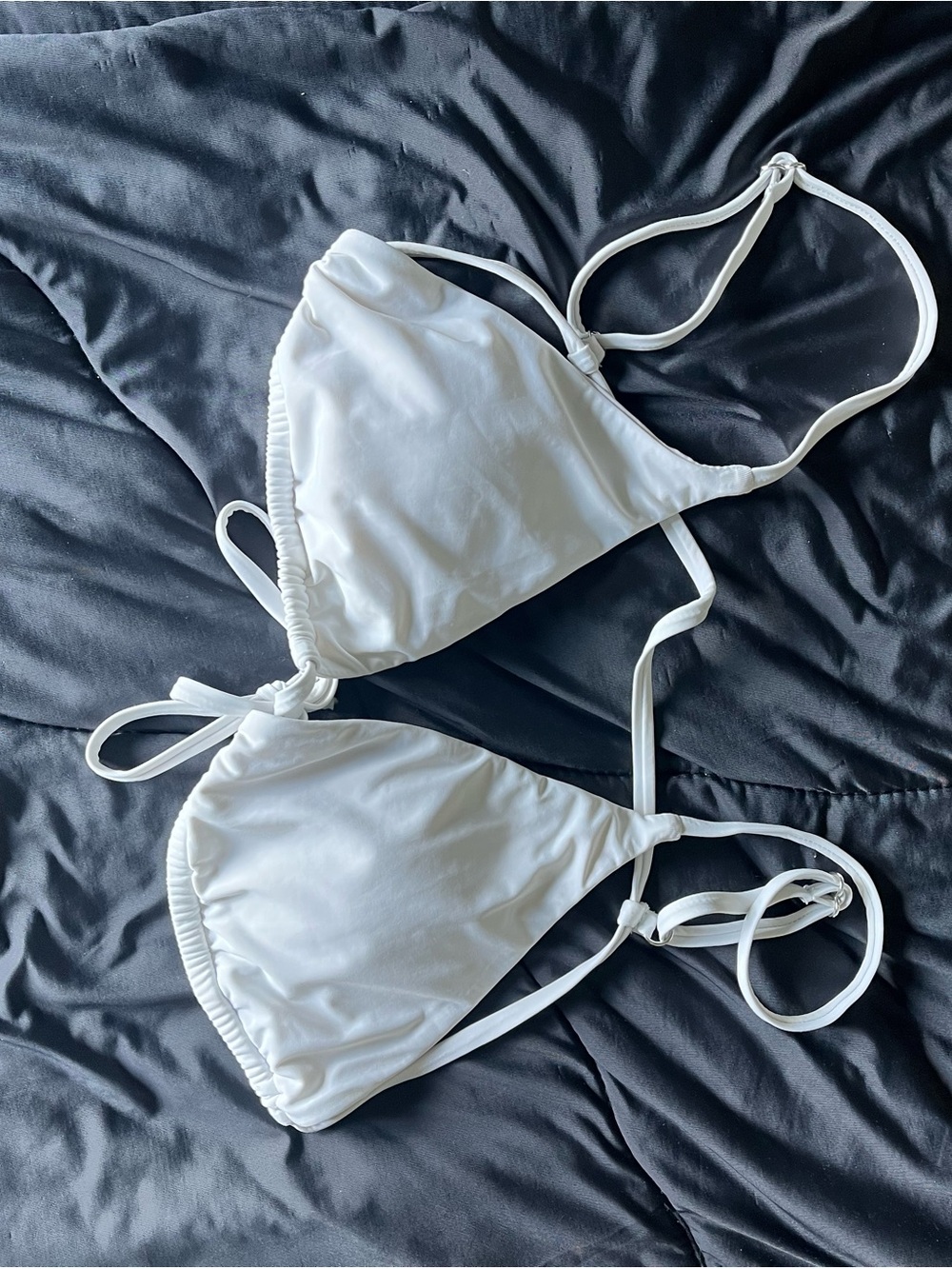 Dippin' Daisy's White Triangle String Bikini Top - “Cove Tie Front Triangle Top”